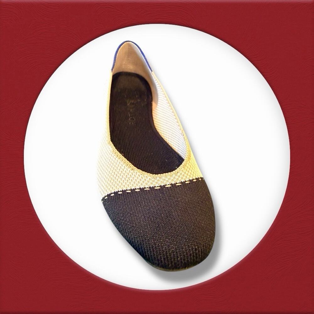 Rothy’s The Square In Tuxedo Size 8 Cream Black K… - image 4